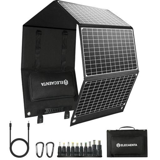 ELECAENTA60Wソーラーパネル小型PD45WQC3.0DC急速充電1.6KG超軽量折りたたみ式ソーラー充電器太陽光パネルアウトドアキャンプ車中泊防災グッズ