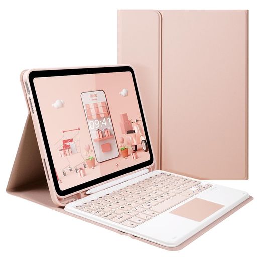 LAMAiPadキーボードケースAir4世代5世代(10.9インチ)、iPadAirM3M2第6世代11インチ2024iPadPro第4世代3世代2世代2018202020212022に適用脱着式多角度調整ピンク