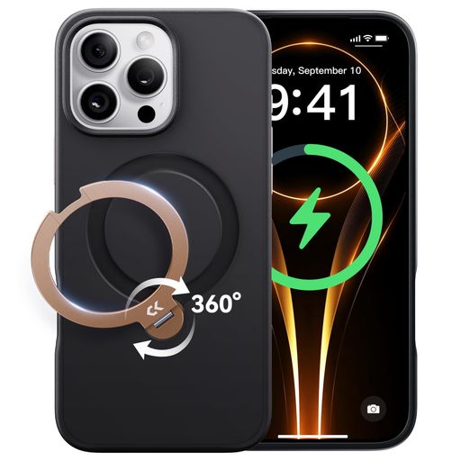 【2026新登場・機能美の極み】CASEKOOiPhone16Pro用ケース360度回転スタンド横縦両立耐衝撃MagSafe対応滑り止めマット仕上げ黄変防止ワイヤレス充電対応ストラップホール付きいphone16pro
