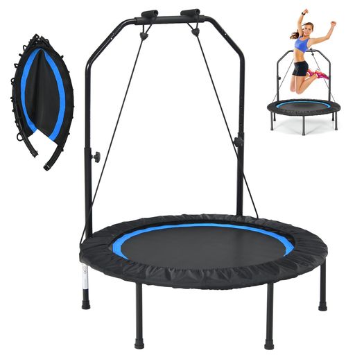 GYMAX トランポリン 大人用 子供用 手摺付き 大型 直径102cm 耐荷重150kg 6本脚 安全ゴムバンド式 とらんほりん 折りたたみ式 多機能 トレーニング ダイエット ポンポリン 体操 エクササイズ …|vicsystore
