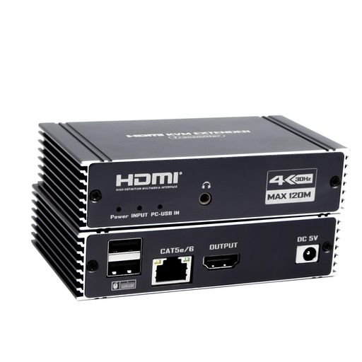 4K30Hz120mHDMIKVMエクステンダー、USBKVMコントロール対応HDMIエクステンダー(RJ45接続、Cat5e/Cat6ケーブル経由で120m伝送可能、POC対応、ループサポート、USBキーボード/マウス対応)PC用コンピュー…