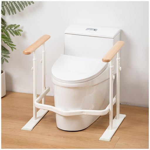 GloryCrownトイレ手すり立ち上がり補助天然木高さ調整可能蓄光付き自立式組立簡単滑り止め転倒防止高齢者介護サポート4本の支え