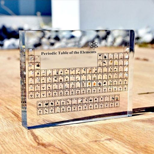 Hicello元素周期表アクリル透明アクリルガラス製元素実物埋め込み浮き上がるように見える透明なプレート化学勉強用元素記号含有サンプル装飾学用品工芸品プレゼント生徒用/化学愛好者…