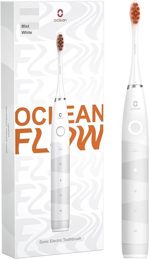 【歯科協会推薦】OcleanFlow電動歯ブラシ180日間バッテリーIPX7防水5モード操作音波式リニアモーターUSBType-C充電式5時間急速充電ホワイト