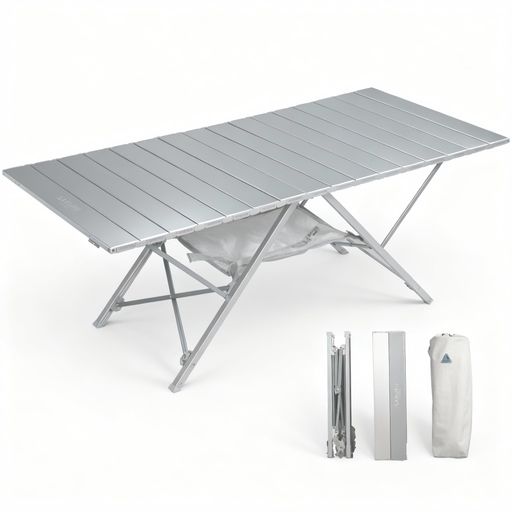 ARURUアウトドア速見表115x50x43.5珊キャンプテーブル折りたたみパウダーコンパクトワンタッチ納める飾り気の無い精神的な統合納める御徒面子付軽銀製