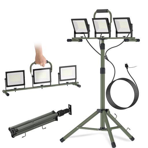 KIWEN 投光器 led 作業灯 屋外 ワークライト 防水IP66 スタンド付き投光器 三脚付きスタンドライト 高さ調節106-195cm 作業ライト 昼光色 6500K 高輝度 高放熱 長寿命 省エネ 軽量 広角120&deg;100V 携帯&hellip;｜vicsystore