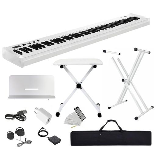 電子ピアノ【イススタンドセット88鍵盤】スタンド付き椅子付きピアノLongeyeロンアイSlim持ち運び超小型10mmストロークバッテリ内蔵長時間利用可能練習にピッタリケース付きペダル付きMIDI…