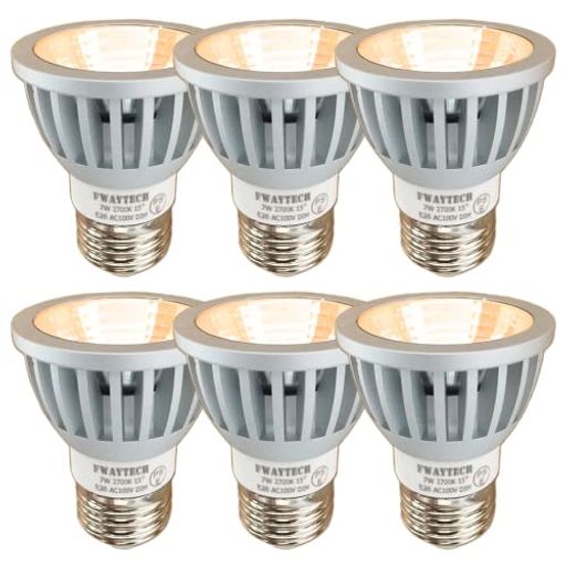 Fwaytechledスポットライトe26狭角15度COB7WJDRφ50AC100V調光対応LEDハロゲン電球形60W~75W相当密閉器具対応ダイクロハロゲン6個セット(電球色相当(2700K)本体銀(狭角15度)