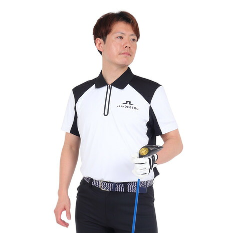 J.LINDEBERG（J.LINDEBERG）（メンズ）ゴルフウェア 半袖 吸水速乾 Arch Tourgolf ハーフジップポロ 071-21251-004