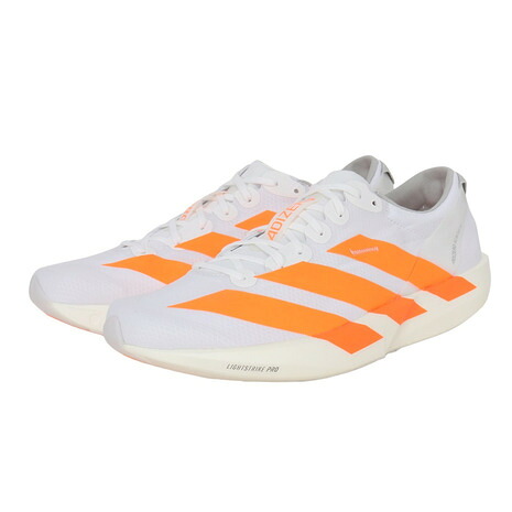 アディダス（adidas）（メンズ）ランニングシューズ トレーニングシューズ 部活 アディゼロ アディオス 9 ランニング ホワイト オレンジ NKL80-JQ0777