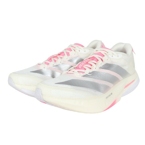 アディダス（adidas）（メンズ）ランニングシューズ トレーニングシューズ 部活 アディゼロ ボストン 13 ホワイト シルバー OOV19-JQ9666 スポーツ シューズ