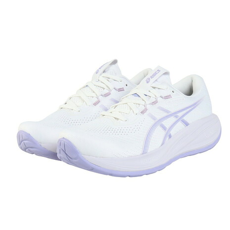 アシックス（ASICS）（レディース）ランニングシューズ ジョギングシューズ ゲル キュムラス 28 ワイド ホワイト ブルー 1012B919.101 スポーツシューズ