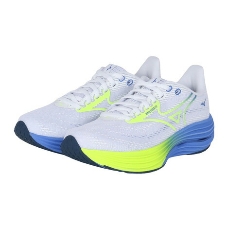 【抽選で3,000ポイント進呈・要エントリー 5/1 0:00 - 5/6 23:59】ミズノ（MIZUNO）（レディース）ランニングシューズ ジョギングシューズ ウエーブライダー 29 ホワイト イエロー J1GD250371 部活 スポーツシューズ