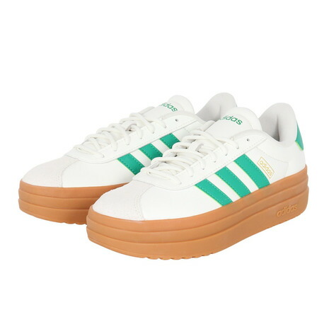 アディダス（adidas）（レディース）スニーカー スポーツシューズ VL コートボールド ホワイト グリーン JQ7832 スポーツ カジュアルシューズ 厚底