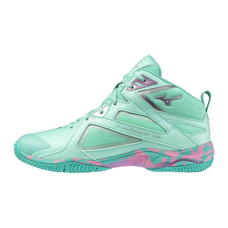 ミズノ(MIZUNO)(メンズ、レディース)スタジオシューズ ウエーブダイバース LG 5 Ltd グリーン ピンク 31GF257511 スニーカー