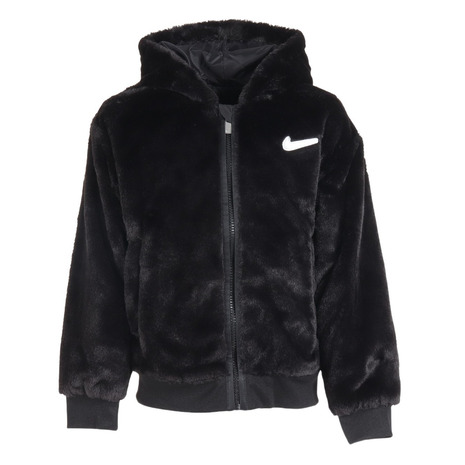 NIKE　KIDS　フェイクファー　スウォッシュ　総柄　ジャケット　アウター NIKE（ナイキ）の「ナイキ スポーツウェア ジュニア フェイク