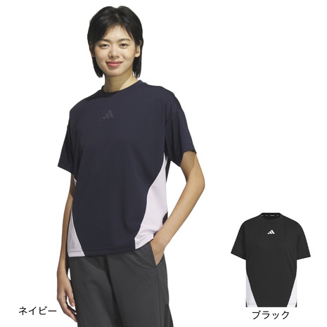 限定値下げ^_^adidas レディースタオル生地　半袖Tシャツ XL adidas tシャツ ニット スリーストライプス ショート 半袖T