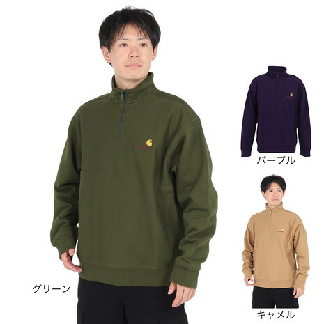 カーハート（CARHARTT）（メンズ）ハーフジップ アメリカン スクリプト スウェットシャツ I0270142