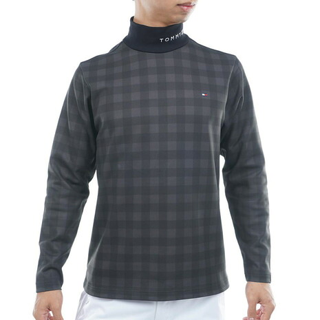 トミーヒルフィガー（TOMMY HILFIGER）（メンズ）ゴルフウェア チェック柄 長袖ハイネックシャツ THMA569-BLK 7,277円