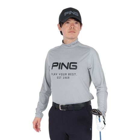 ピン(PING)(メンズ)ゴルフウェア メッシュボーダー ジャガード 長袖ハイネックシャツ 621-5166101-020