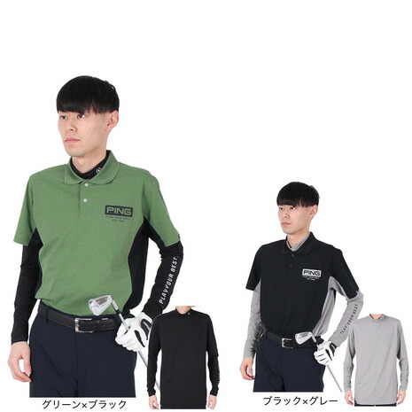新品■15,400円【ピン　PING】メンズ　半袖　モックネックウェア 3L ピン（PING）（メンズ）モックネック ゴルフ メッシュジャカード