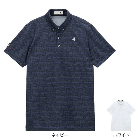 【4/17 09:59まで 全商品最大P10倍 要エントリー】ルコックスポルティフ（lecoqsportif）（メンズ）ゴルフウェア 吸汗速乾 ロゴボーダー柄半袖シャツ LG6SHS03M