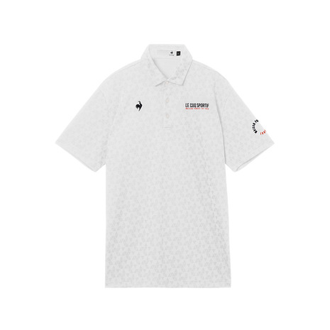 ルコックスポルティフ（lecoqsportif）（メンズ）ゴルフウェア 吸汗速乾　トライアングルジャカード半袖シャツ LG6SHS01M WH00