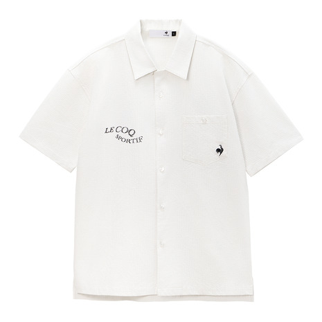 ルコックスポルティフ（lecoqsportif）（メンズ）ゴルフウェア サッカーストライプ半袖開襟シャツ LG6SHS84M GY00