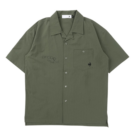 ルコックスポルティフ（lecoqsportif）（メンズ）ゴルフウェア サッカーストライプ半袖開襟シャツ LG6SHS84M KH00