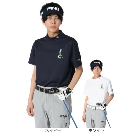 新品■15,400円【ピン　PING】メンズ　半袖　モックネックウェア 3L ピン（PING）（メンズ）ゴルフウェア モックネック 半袖 メンズ