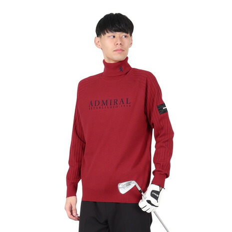 アドミラル ゴルフ（Admiral GOLF）（メンズ）ゴルフウェア 2段ロゴ タートルセーター ADMA481-RED