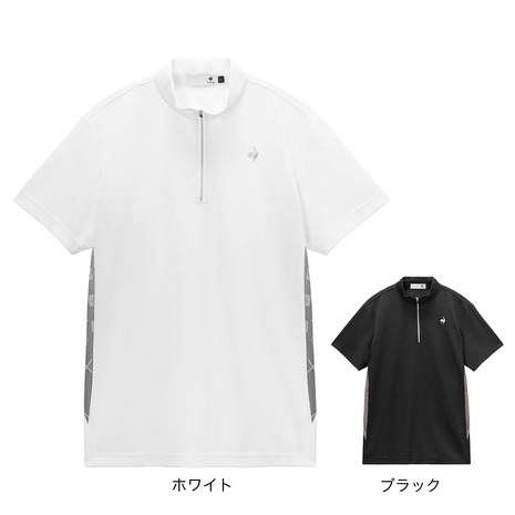ルコックスポルティフ(lecoqsportif)(メンズ)ゴルフウェア モノグラム柄切替ハーフジップ半袖シャツ LG6SHS85M|Victoria Golf 支店