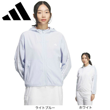 アディダス（adidas）（レディース）ゴルフウェア アウター 撥水 シアサッカー フルジップ フーディー UB333
