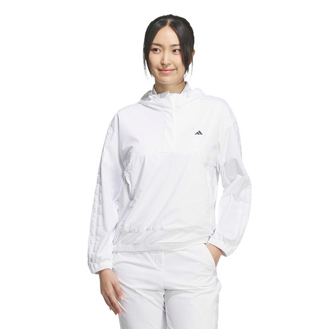 アディダス(adidas)(レディース)ゴルフウェア スリーストライプス 撥水 ハーフジップ フーディー TT819-KD7200W