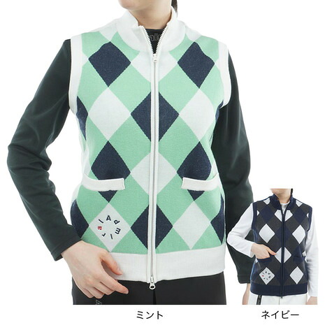 【4/17 09:59まで 全商品最大P10倍 要エントリー】アドミラル ゴルフ（Admiral GOLF）（レディース）ゴルフウェア アーガイル バックボアジップベスト ADLA576