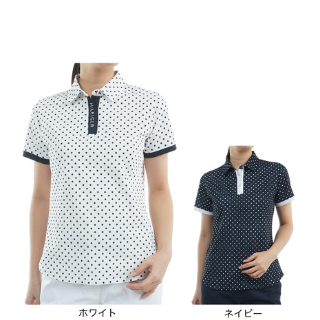 トミー ヒルフィガー ゴルフ（TOMMY HILFIGER GOLF）（レディース）ゴルフウェア 吸水速乾 ドット&フラワープリント 半袖シャツ THLA506