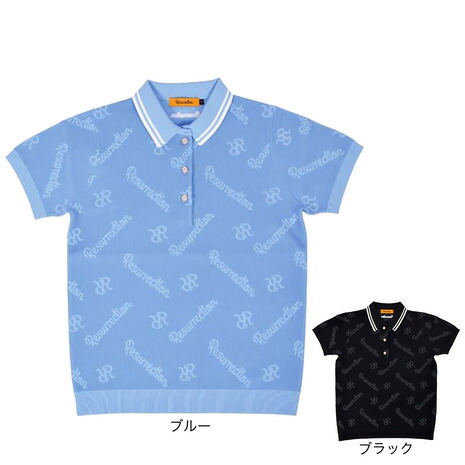 レザレクション（Resurrection）（レディース）ゴルフウェア 速乾 モノグラム ニット 半袖 ポロシャツ BE12KNPS09