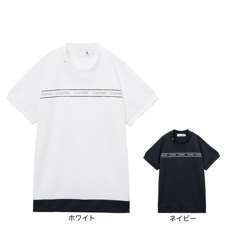 ルコックスポルティフ（lecoqsportif）（レディース）ゴルフウェア 吸汗速乾 ワイドシルエット 半袖モックネックシャツ LG6SHS51L