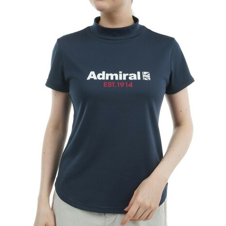 アドミラル ゴルフ（Admiral GOLF）（レディース）モックネック ゴルフ 半袖 カラタッチ ロゴプリントモックシャツADLA518-NVY