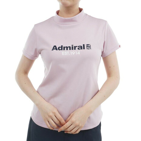 アドミラル ゴルフ（Admiral GOLF）（レディース）モックネック ゴルフ 半袖 カラタッチ ロゴプリントモックシャツ ADLA518-PNK