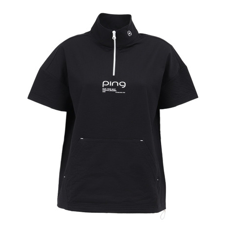 【4/17 09:59まで 全商品最大P10倍 要エントリー】ピン（PING）（レディース）モックネック ゴルフ PEサッカー 半袖ハーフジップシャツ 622-6167500-010