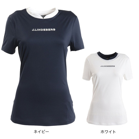 【4/17 09:59まで 全商品最大P10倍 要エントリー】J.LINDEBERG（レディース）ゴルフウェア 吸汗 速乾 バックブリッジ半袖シャツ 072-28544
