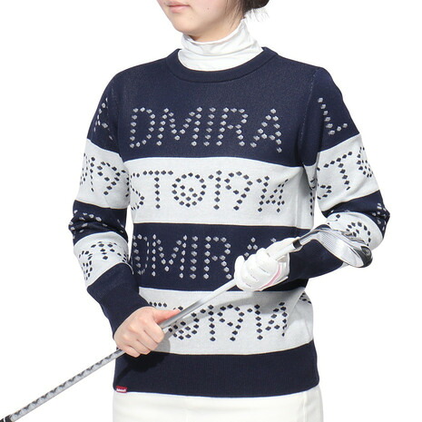 アドミラル ゴルフ（Admiral GOLF）（レディース）ゴルフウェア ロゴボーダー クルーセーター ADLA464-NVY｜Victoria Golf 支店