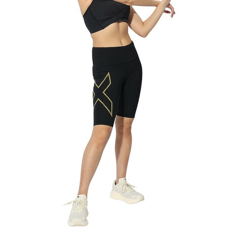 ツー・タイムズ・ユー（2XU）（レディース）MCS ライトスピード ミッドライズ コンプレッション ショートタイツ WA6593B-BLK/GRF｜Victoria Golf 支店