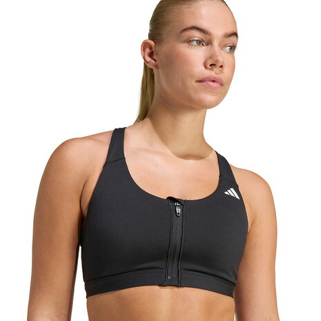アディダス（adidas）（レディース）オプティム エッセンシャルズ ワークアウト ジップフロント ミディアムサポート ブラ WH080-KB4386