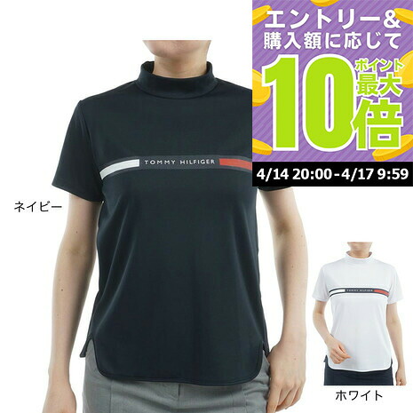 【4/17 09:59まで 全商品最大P10倍 要エントリー】トミー ヒルフィガー ゴルフ（TOMMY HILFIGER GOLF）（レディース）ゴルフウェア 吸水速乾 半袖 ラインロゴ モックネックシャツ THLA532