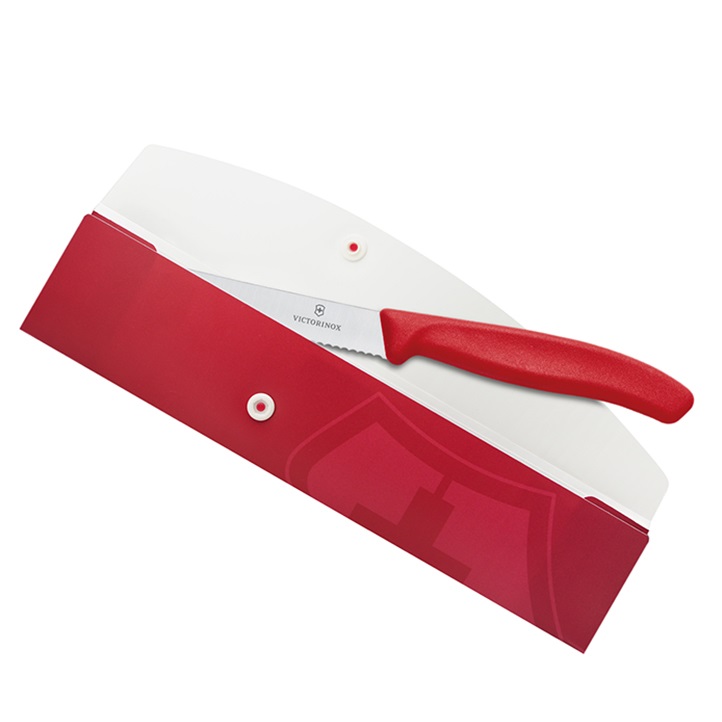 VICTORINOX(ビクトリノックス) 三徳包丁 溝付 17cm レッド スイス公認