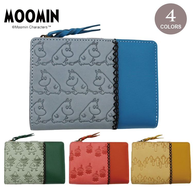 ムーミン 本革 二つ折り 財布 PATTERN MOOMIN 82036 送料無料 財布 スナフキン リトルミィ ニョロニョロ 牛革 二つ折り レザー リトルミイ(オレンジ)｜VICTORY from choice