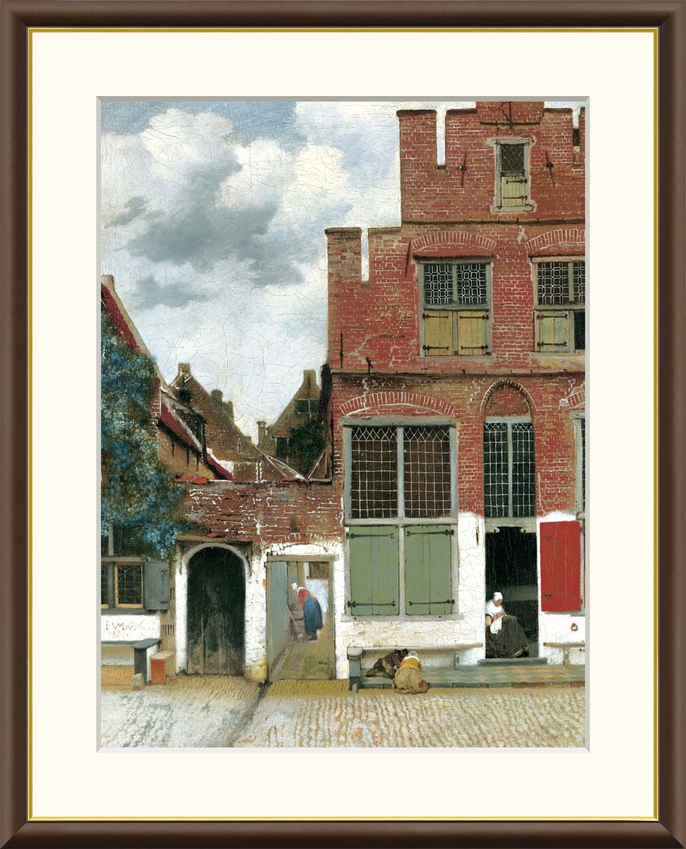 絵画 アート フレーム ヨハネス・フェルメール デルフトの小路 送料無料 J1-004 F8 F6 F4 名画 複製 額 美術印刷 10年間品質保証 高精細 高品質