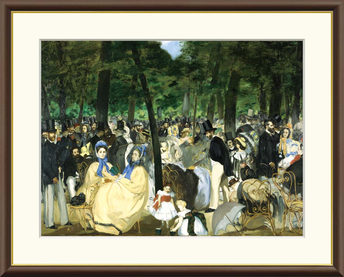絵画 アート フレーム エドゥアール・マネ チュイルリー公園の音楽会 送料無料 J1-048 F8 F6 F4 名画 複製 額 美術印刷 10年間品質保証 高精細 高品質